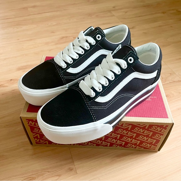 Vans Old Skool Stackform Womens Shoes Black White Women 9.0 US